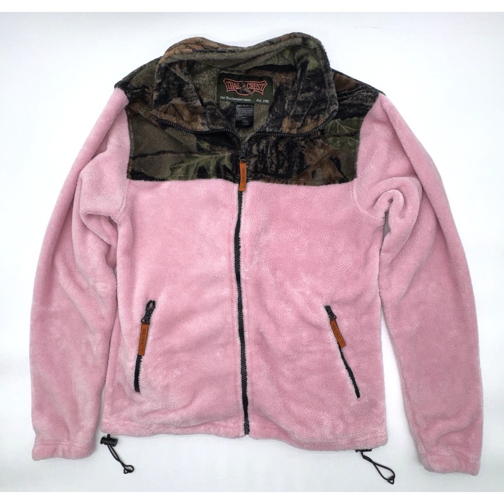TRAILCREST Pink Camouflage Fleece Zip Jacket Camo Hunting Coat Women's S
